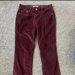Levis 505 Regular Fit Corduroy Pants Size 33 Straight Burgundy Women Classic